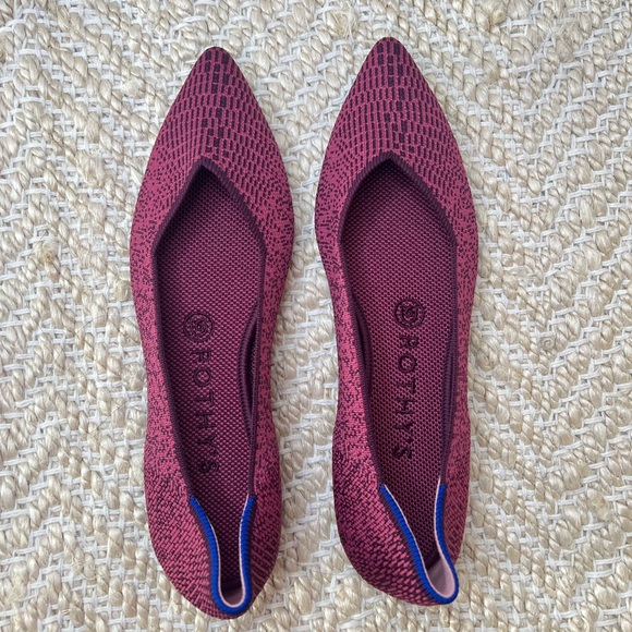 Rothy’s Fig Python Print Point Flats Slip On Purple - Picture 2 of 11